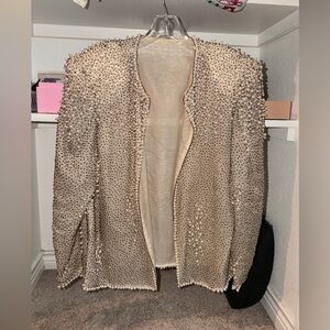 Vintage Victoria Royal Ltd Studded Cream Blazer